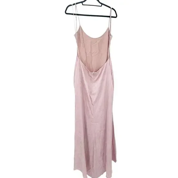 Reformation Satin Allium Maxi Dress Scoop Neck Open Back In Pink Size 10 NWT